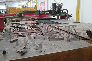 plasma cutting works on steel, aluminum, stainless steel and some conductive metals.